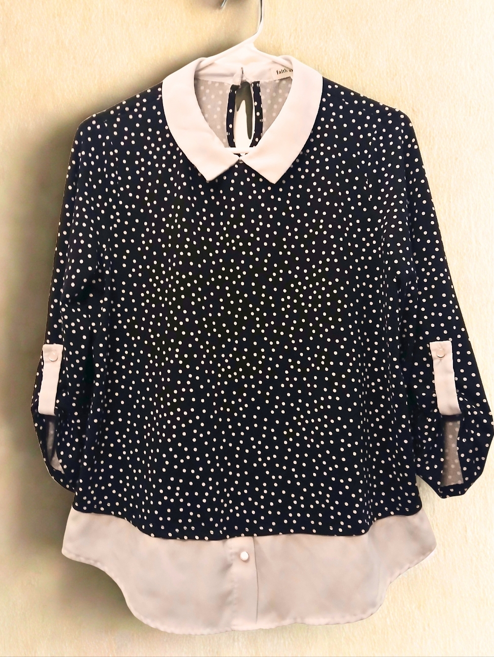 Faith and Joy White Polka Dot Layered Top